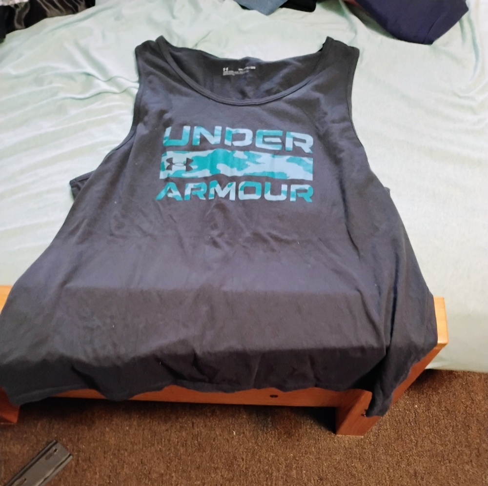Under Armour Black Tank with Blue and Green Logo